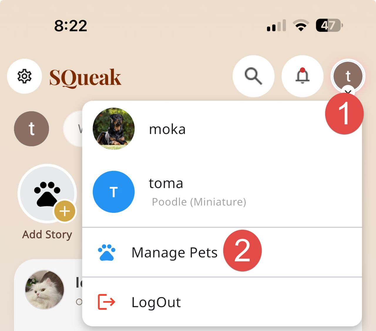 Manage Pets step illustration
